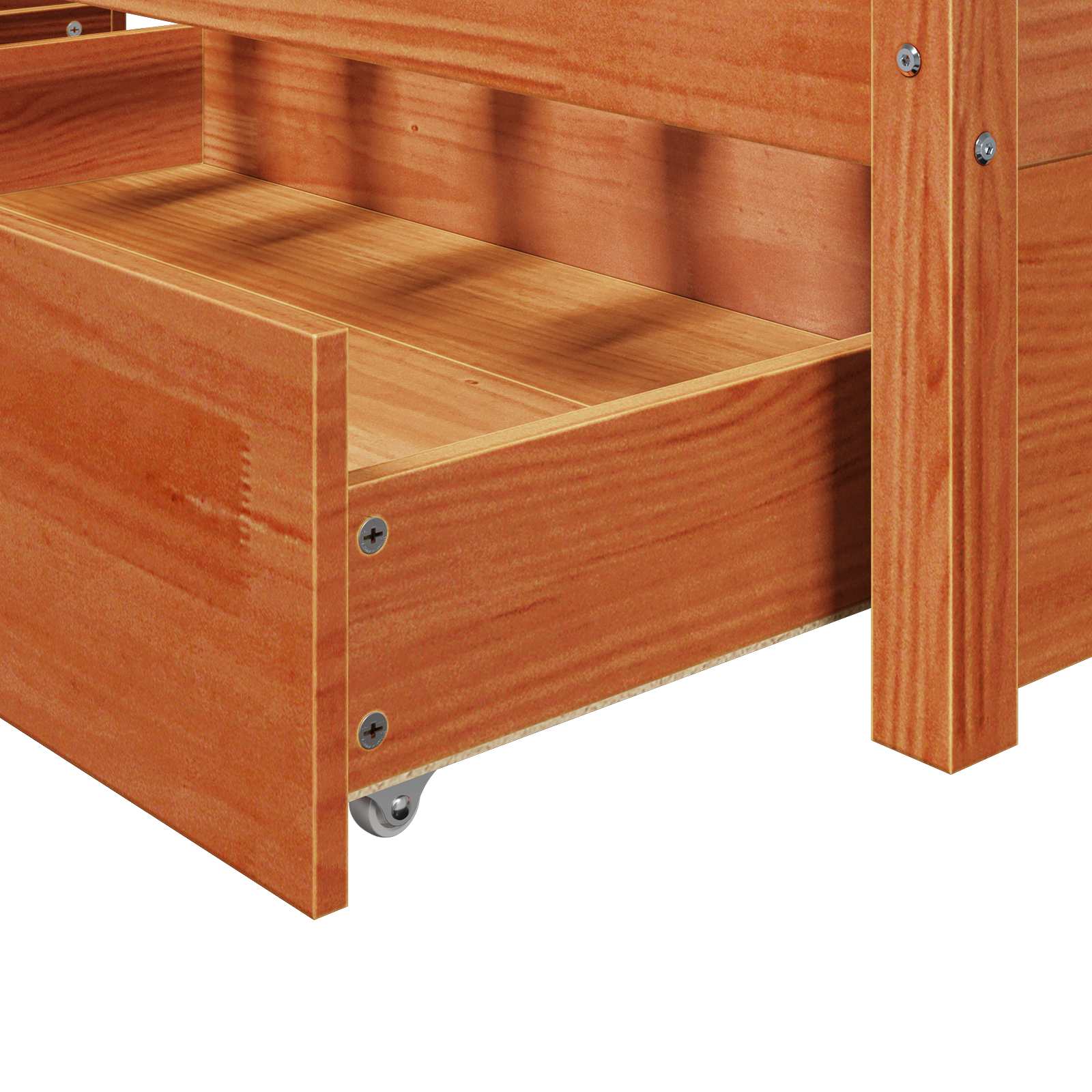Estructura de cama con cajón con rueda Marrón cera 200 x 200 cm