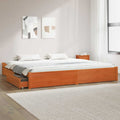 Estructura de cama con cajón con rueda Marrón cera 200 x 200 cm