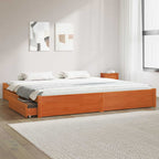 Estructura de cama con cajón con rueda Marrón cera 200 x 200 cm