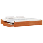 Estructura de cama con cajón con rueda Marrón cera 200 x 200 cm