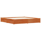 Estructura de cama con cajón con rueda Marrón cera 200 x 200 cm