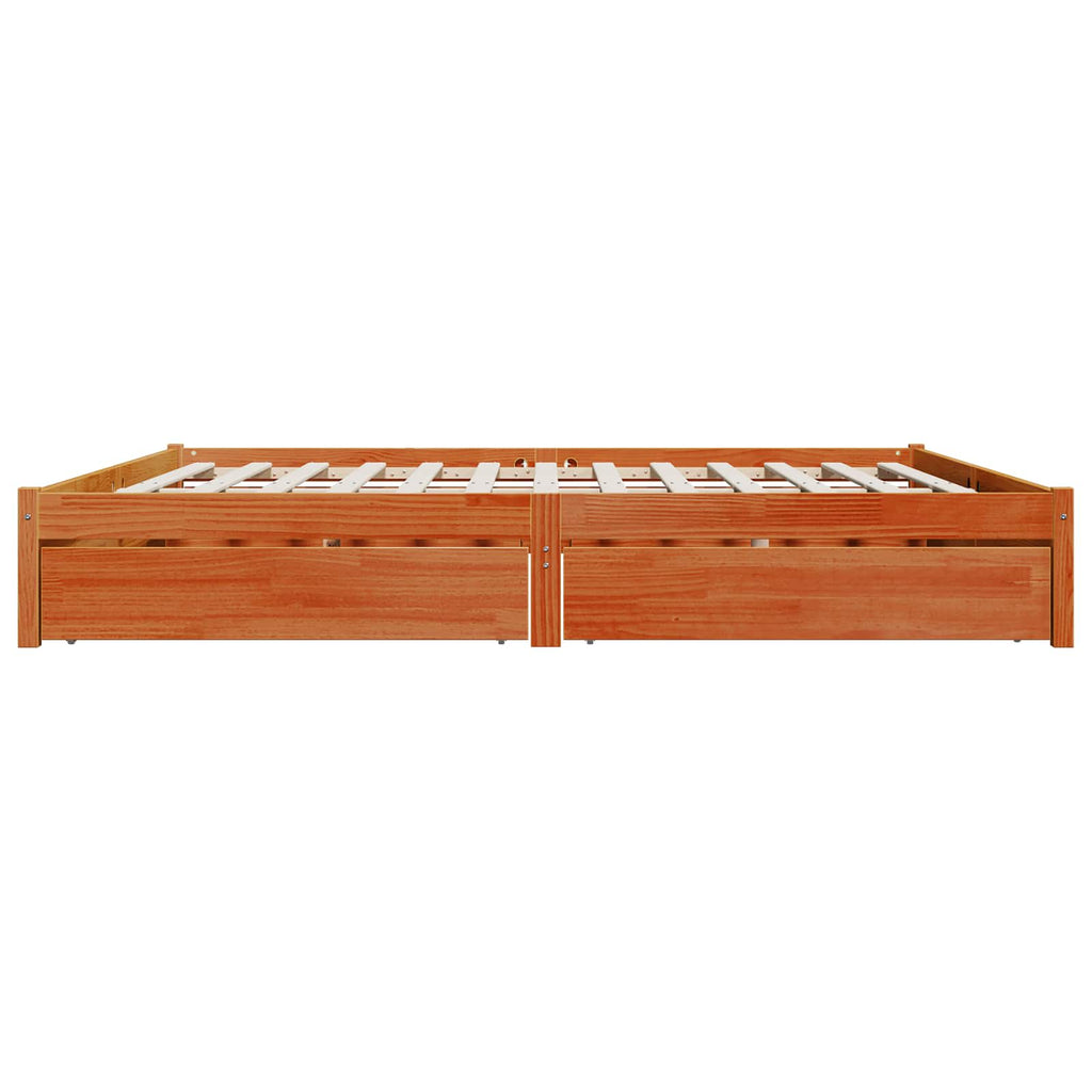Estructura de cama con cajón con rueda Marrón cera 200 x 200 cm
