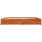 Estructura de cama con cajón con rueda Marrón cera 200 x 200 cm