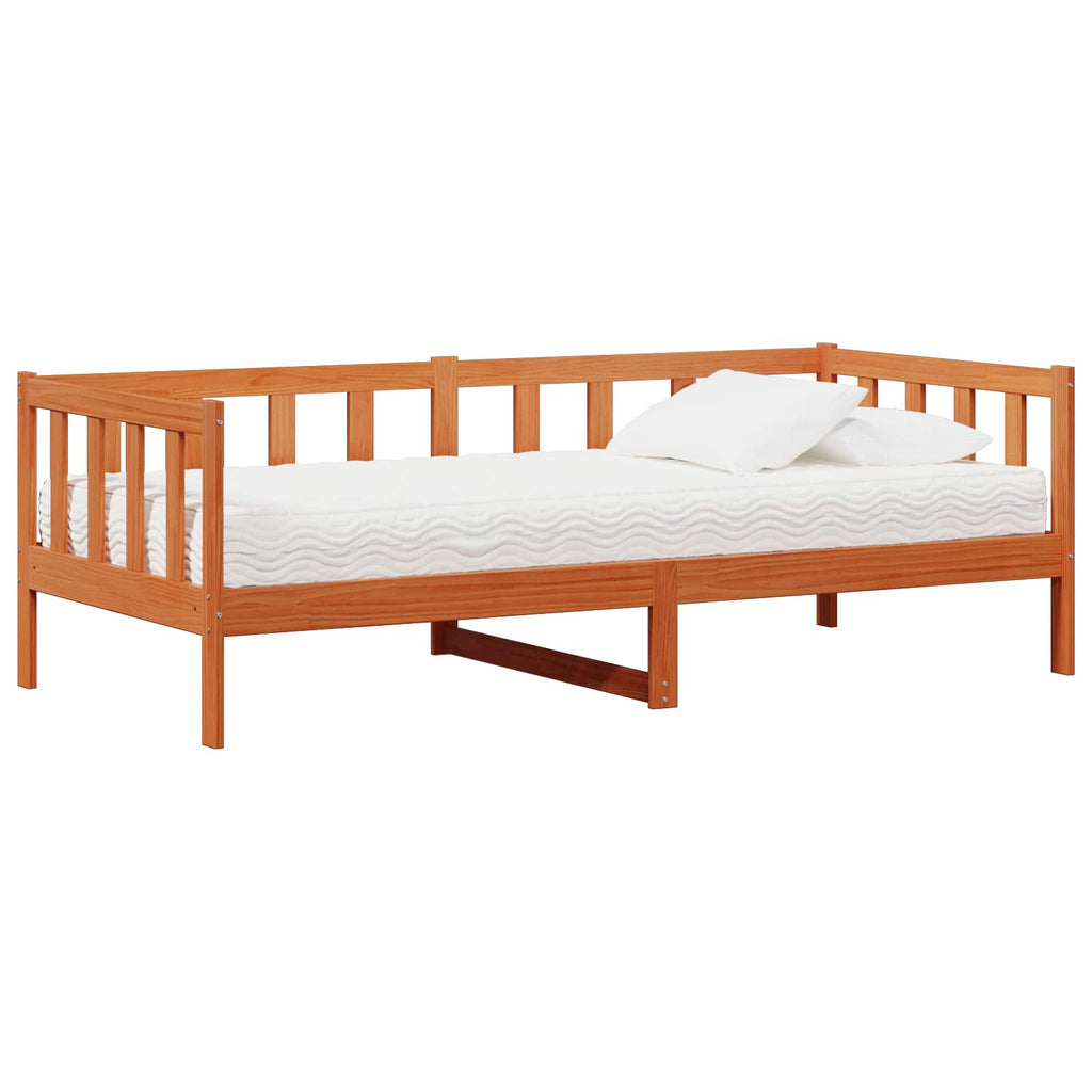 Cama día Madera Encerada Marrón y Blanca 90 x 200 cm