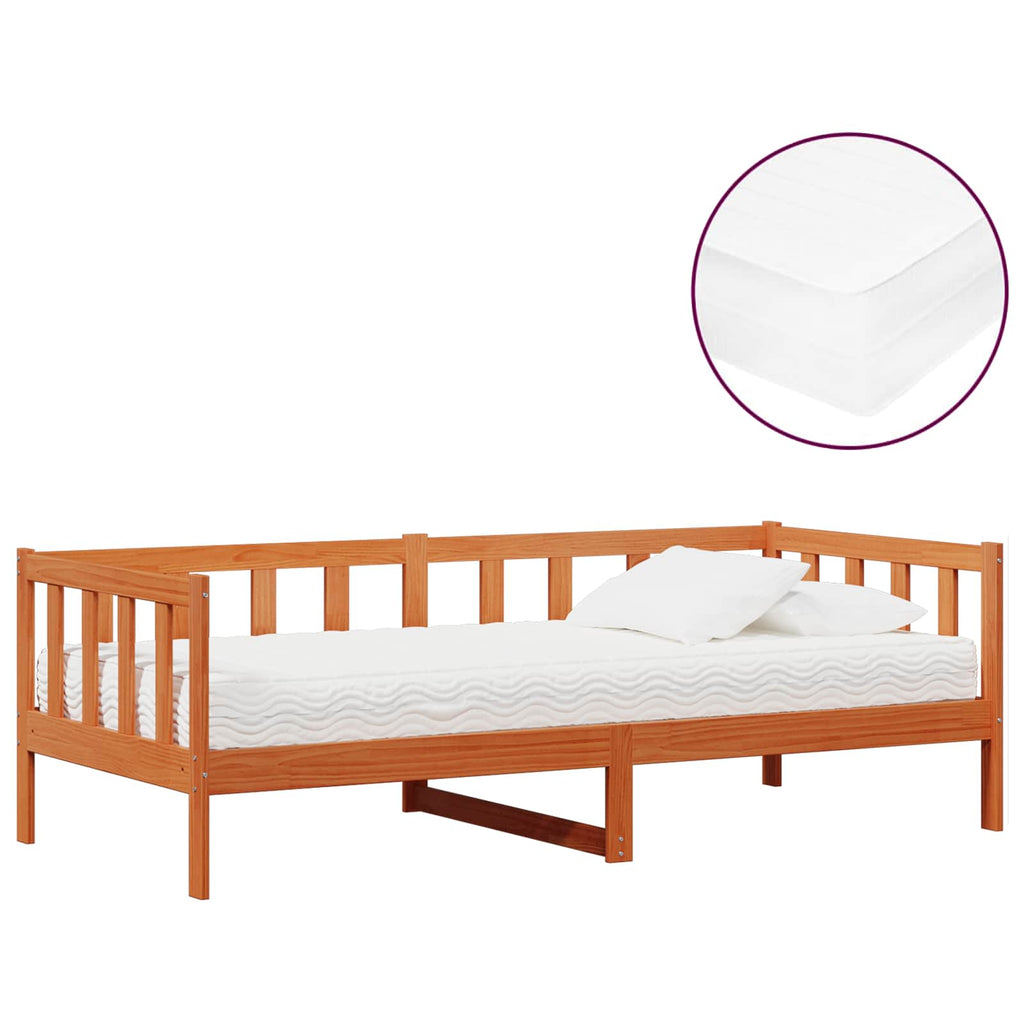 Cama día Madera Encerada Marrón y Blanca 90 x 200 cm