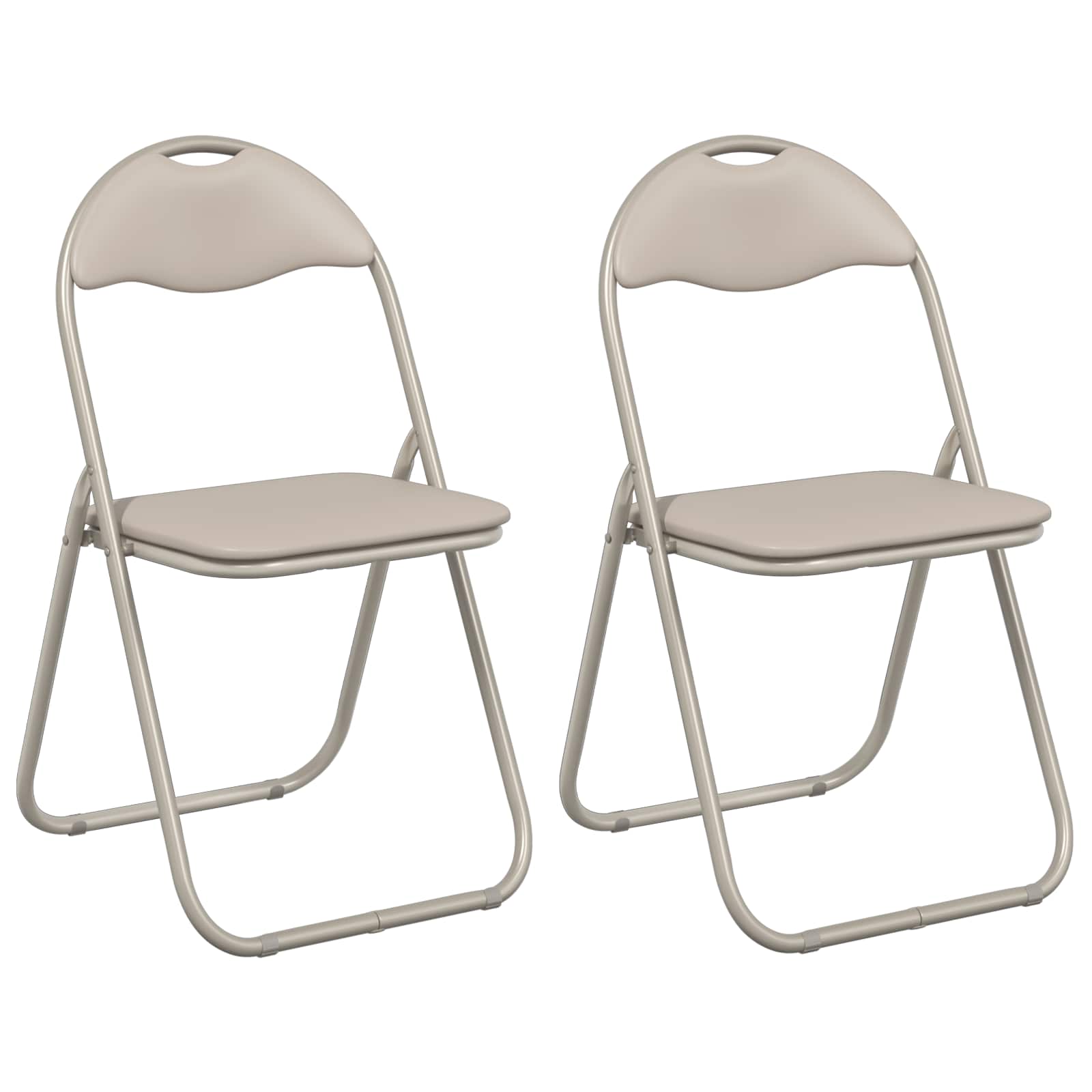 Silla Plegable 2 pcs Arena 48 x 43,5 x 81 cm Cuero sintético