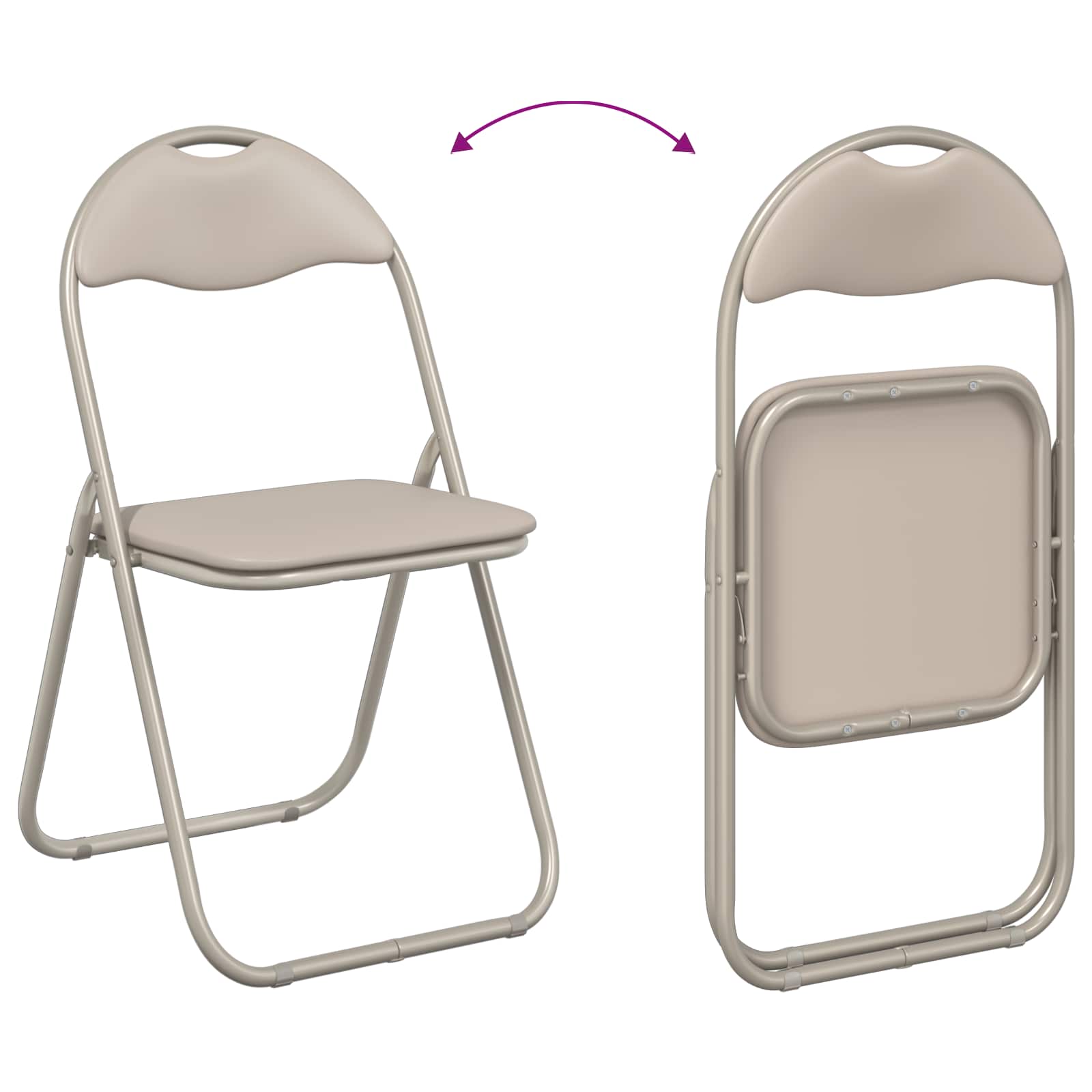 Silla Plegable 2 pcs Arena 48 x 43,5 x 81 cm Cuero sintético