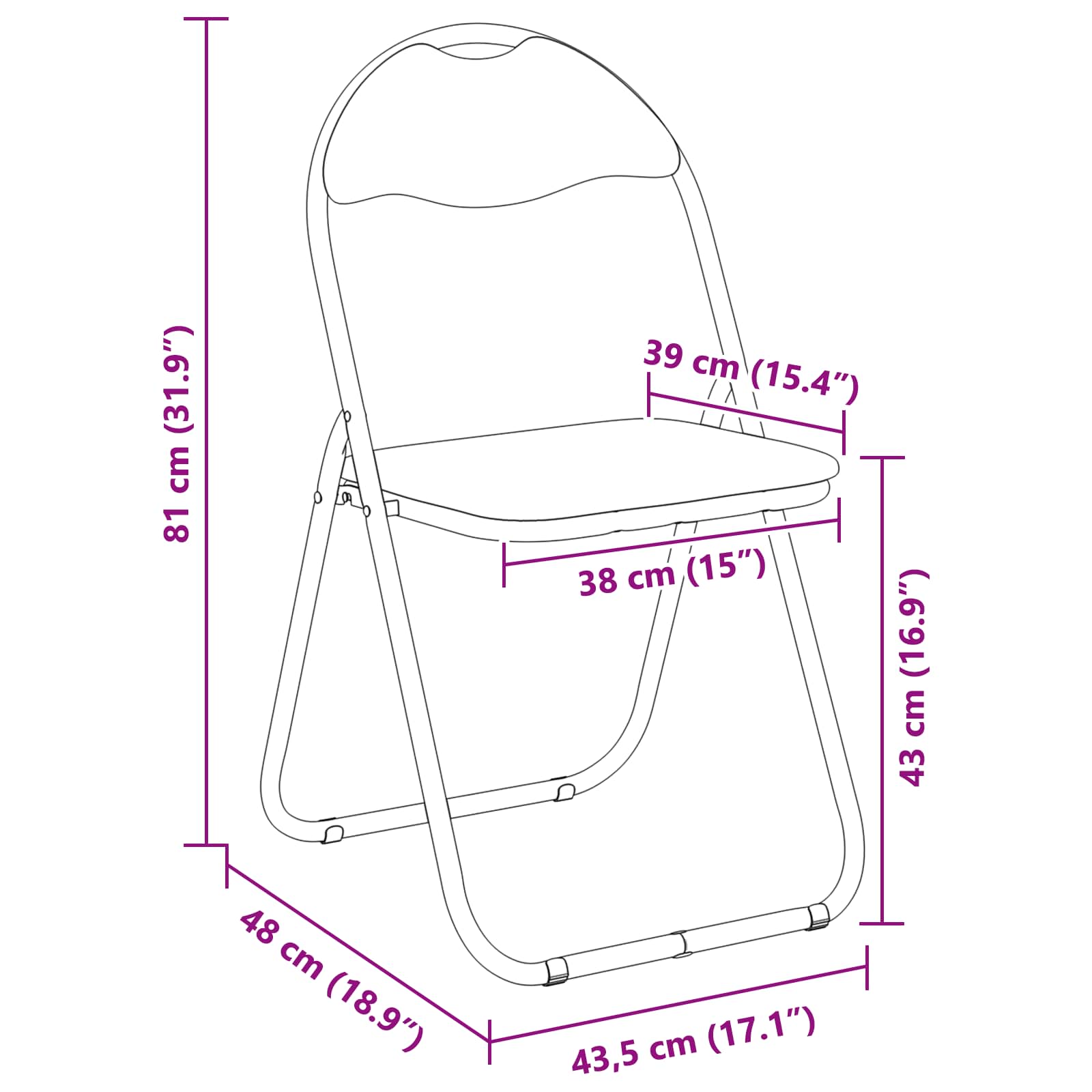 Silla Plegable 2 pcs Arena 48 x 43,5 x 81 cm Cuero sintético