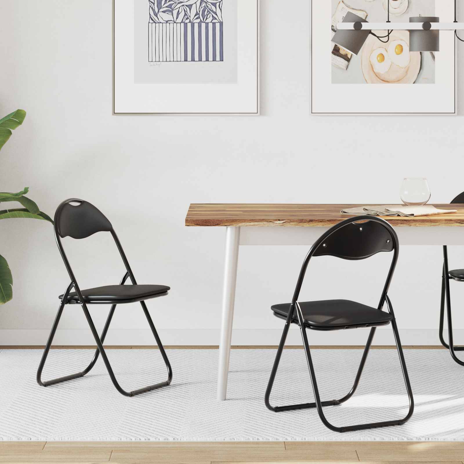 Silla Plegable 2 pcs Arena 48 x 43,5 x 81 cm Cuero sintético
