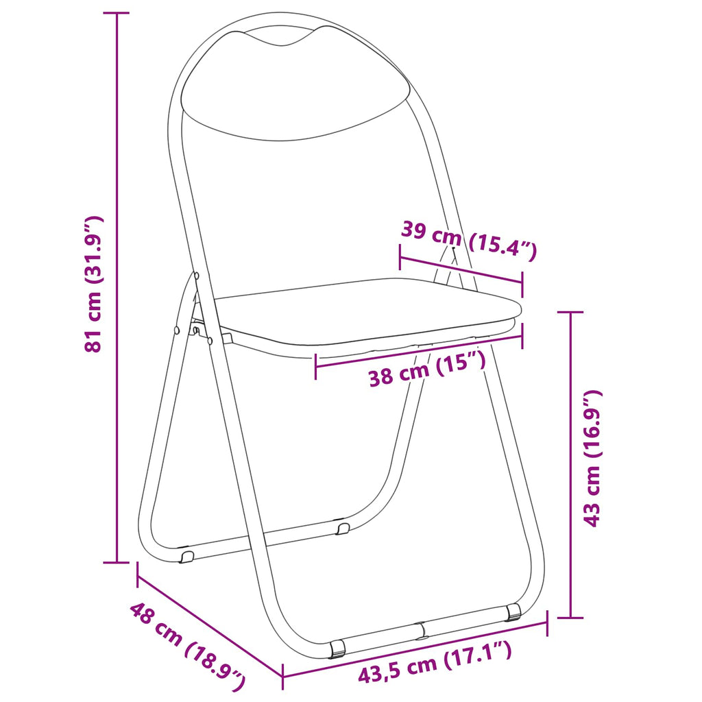 Silla Plegable 2 pcs 48 x 43,5 x 81 cm Cuero sintético