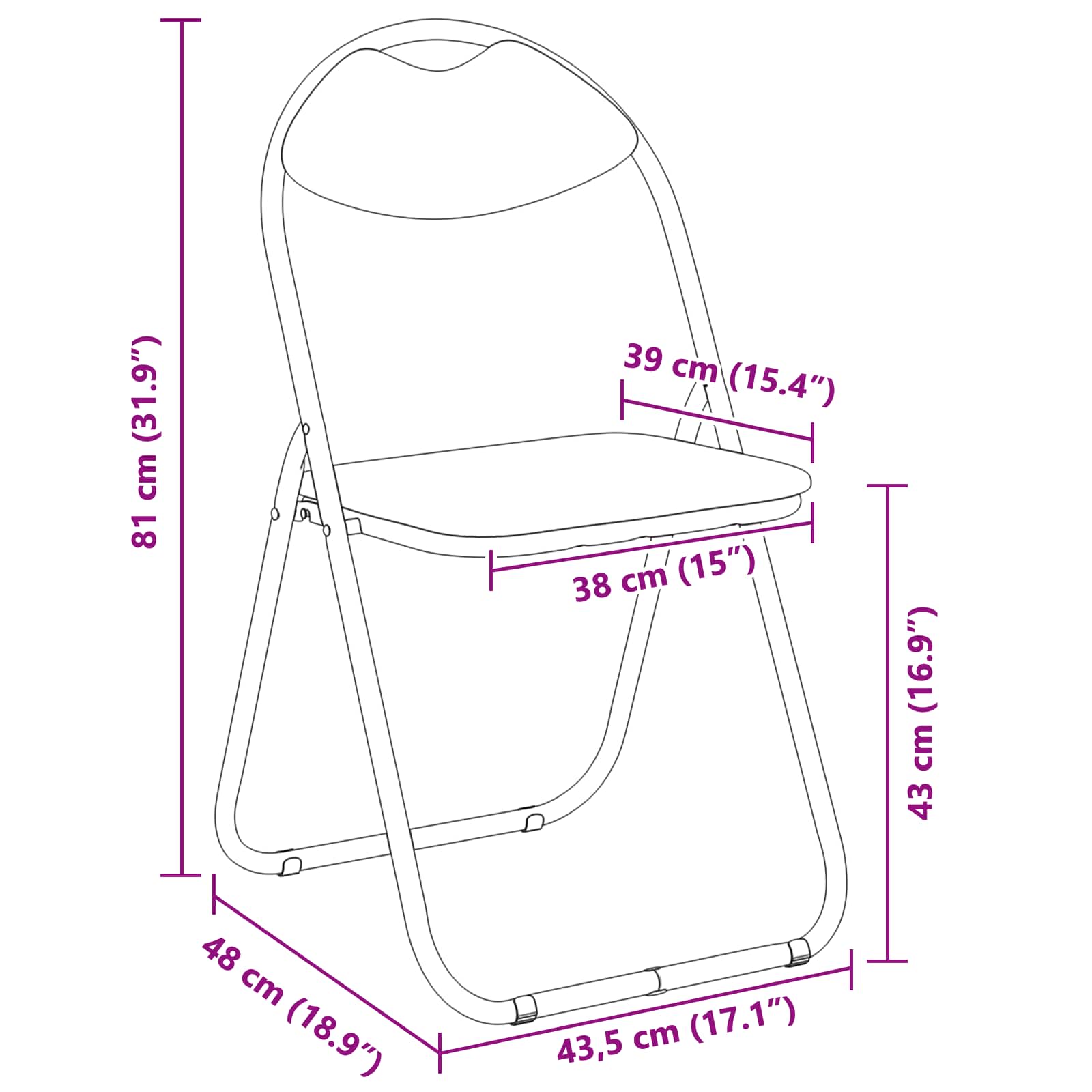 Silla Plegable 2 pcs 48 x 43,5 x 81 cm Cuero sintético