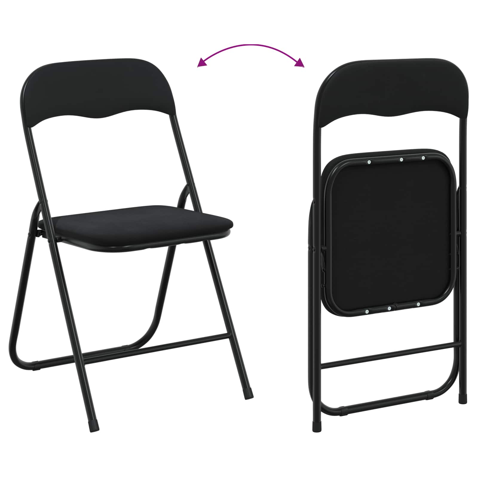 Silla Plegable 2 pcs Negro 48 x 44 x 78 cm Terciopelo