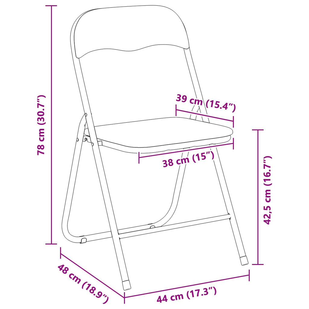 Silla Plegable 2 pcs Negro 48 x 44 x 78 cm Terciopelo
