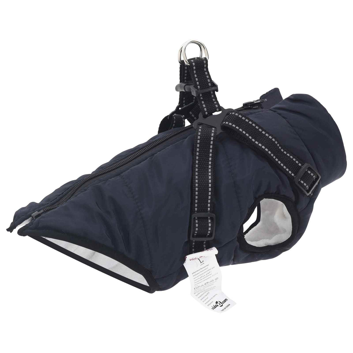 Navy Blue Dog Coat L24 Fleece and Polyester