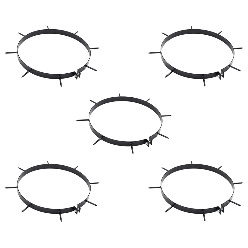 Abrazadera de Aerador de Césped con Picos 5 pcs Negro Ø 320 mm