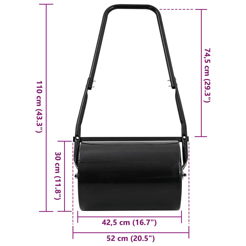 Rodillo de Césped de Jardín Negro 110 x 52 cm Hierro
