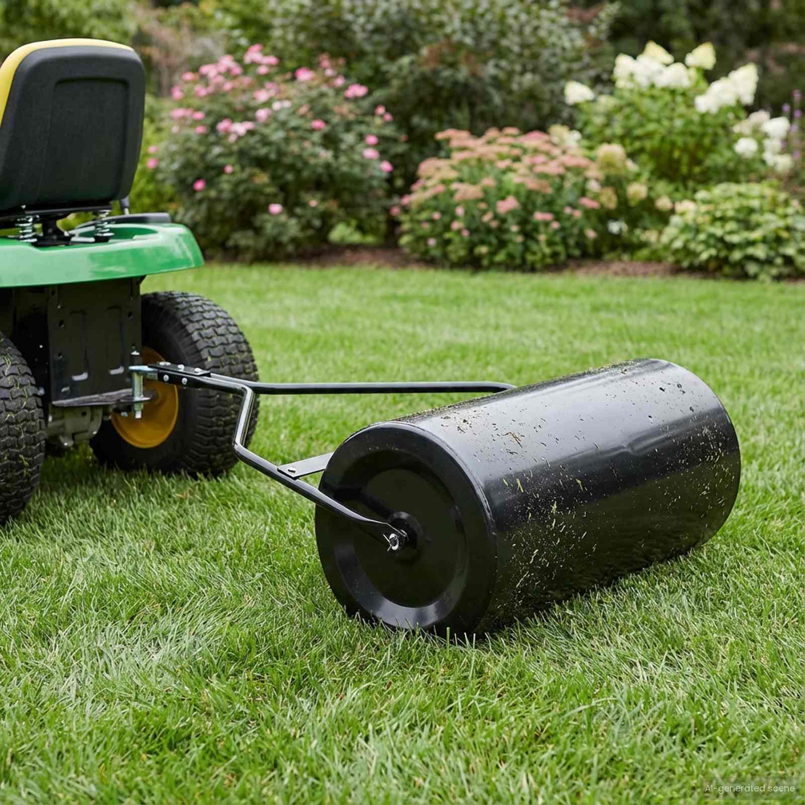 Black Garden Lawn Roller 110 x 52 cm Iron