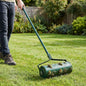 Green Steel Tow-Behind Lawn Roller with Aerator Spikes