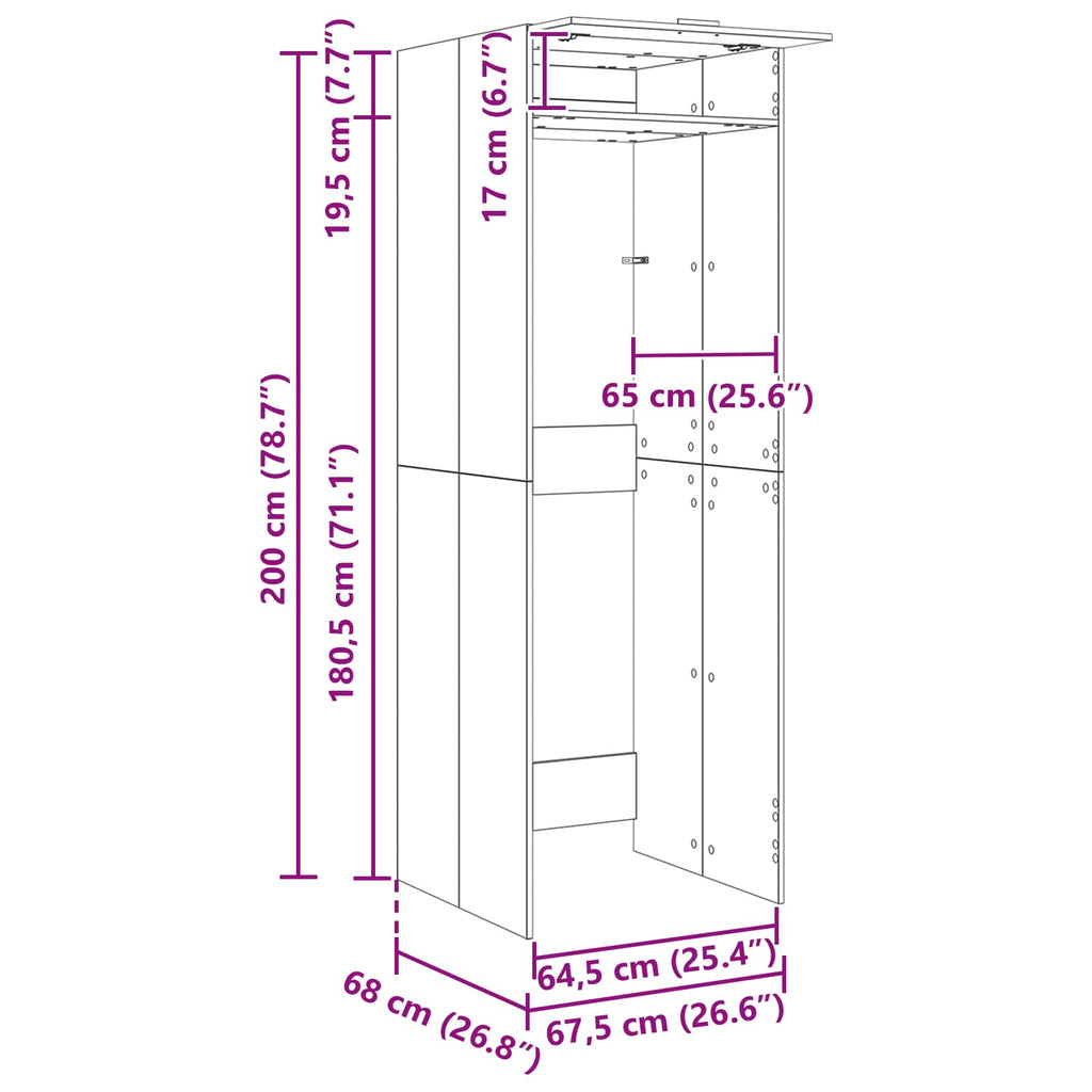 Armario para lavadora 67,5 x 68 x 200 cm Madera de ingeniería