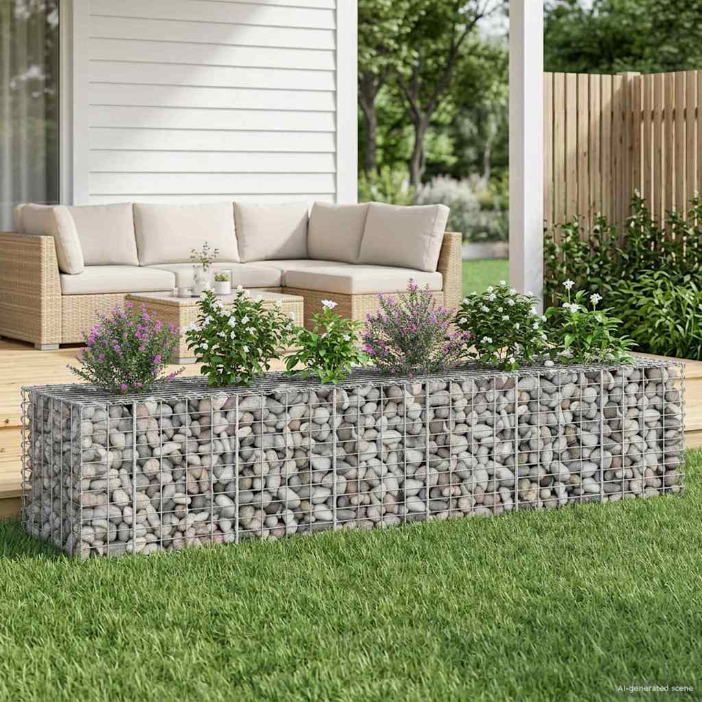 Gabion Raised Bed 2 pcs Silver 130 x 50 x 150 cm