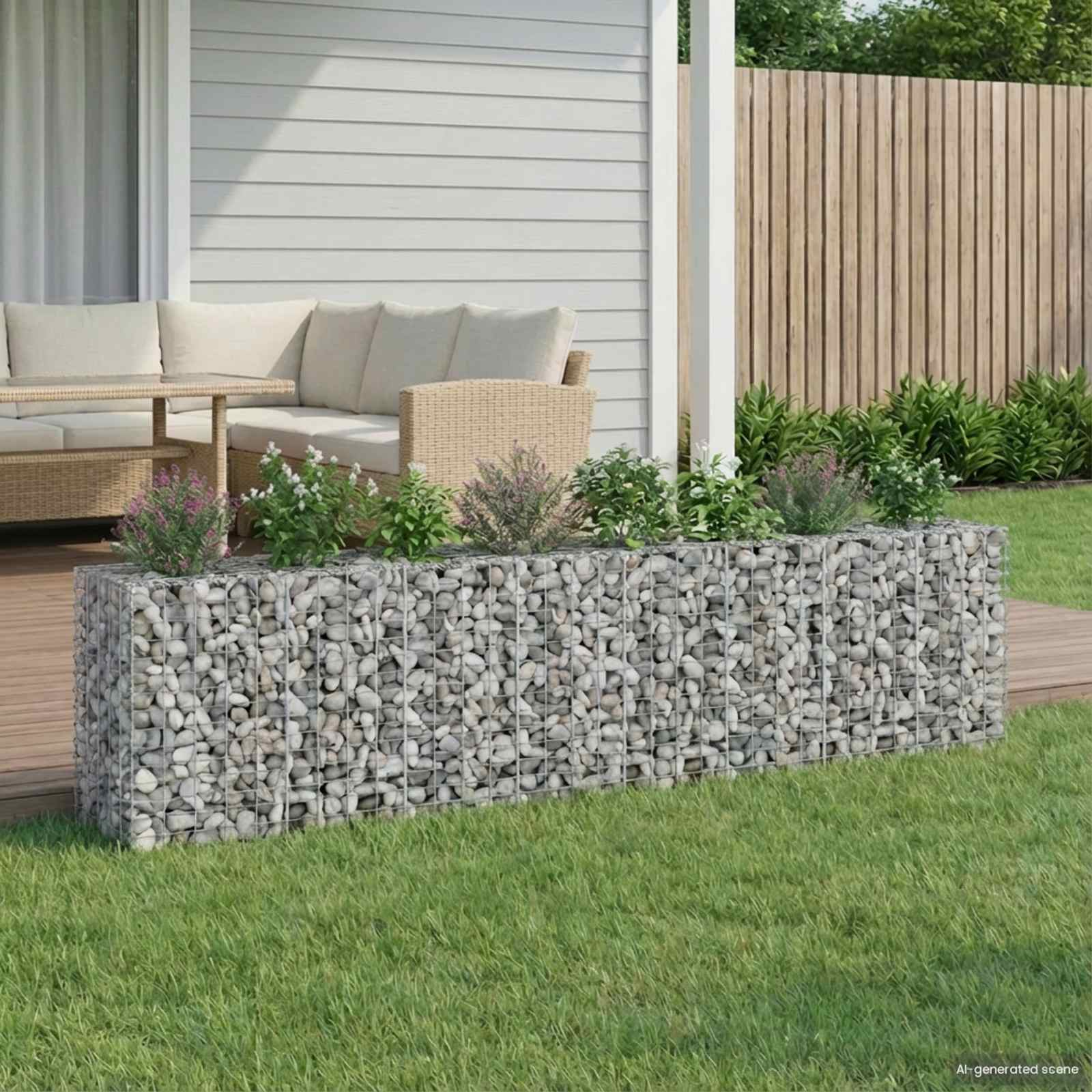 Gabion Raised Bed 2 pcs Silver 130 x 50 x 150 cm