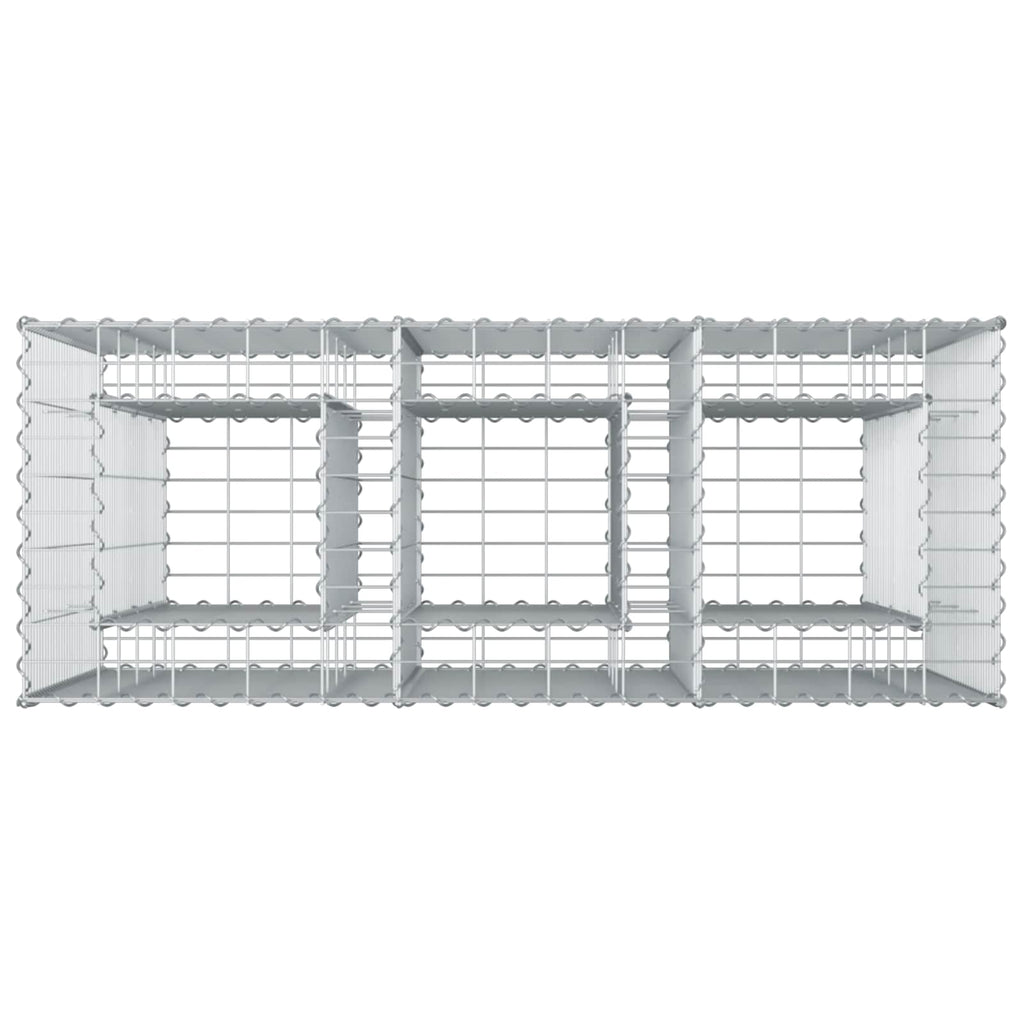 Cama elevada de gavión 2 pcs Plateado 130 x 50 x 150 cm