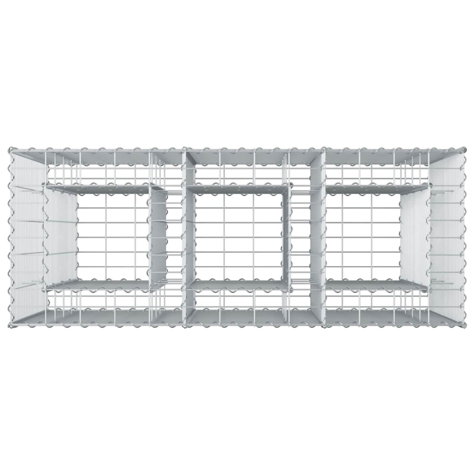 Cama elevada de gavión 2 pcs Plateado 130 x 50 x 150 cm