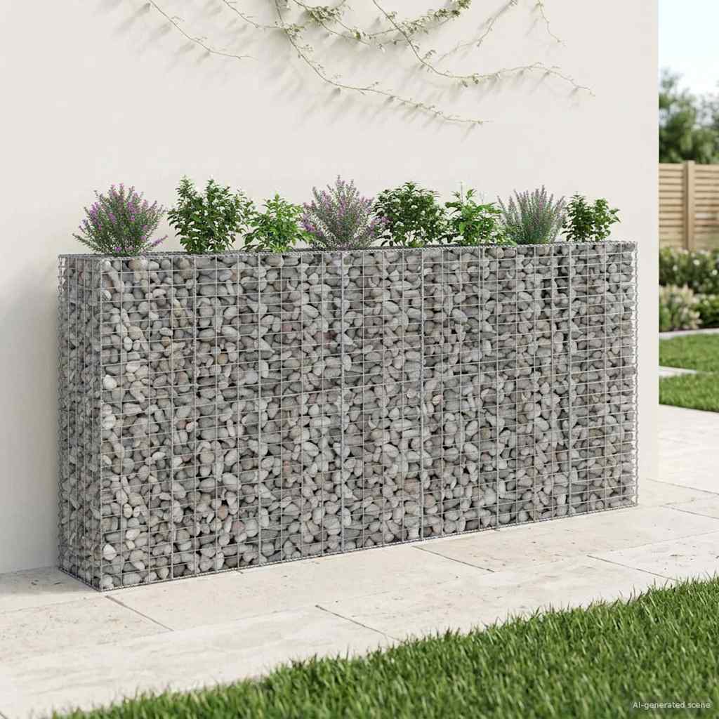 Gabion Raised Bed 2 pcs Silver 130 x 50 x 150 cm