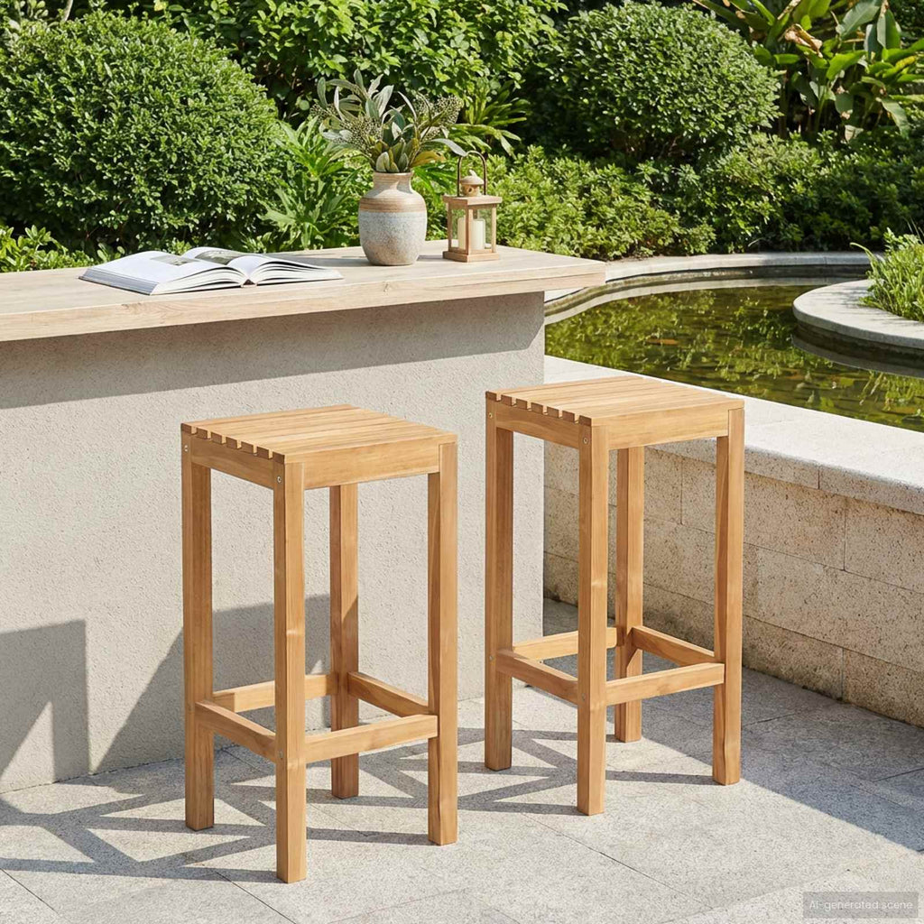 Taburete de bar 2 pcs Natural 35 x 35 x 75 cm