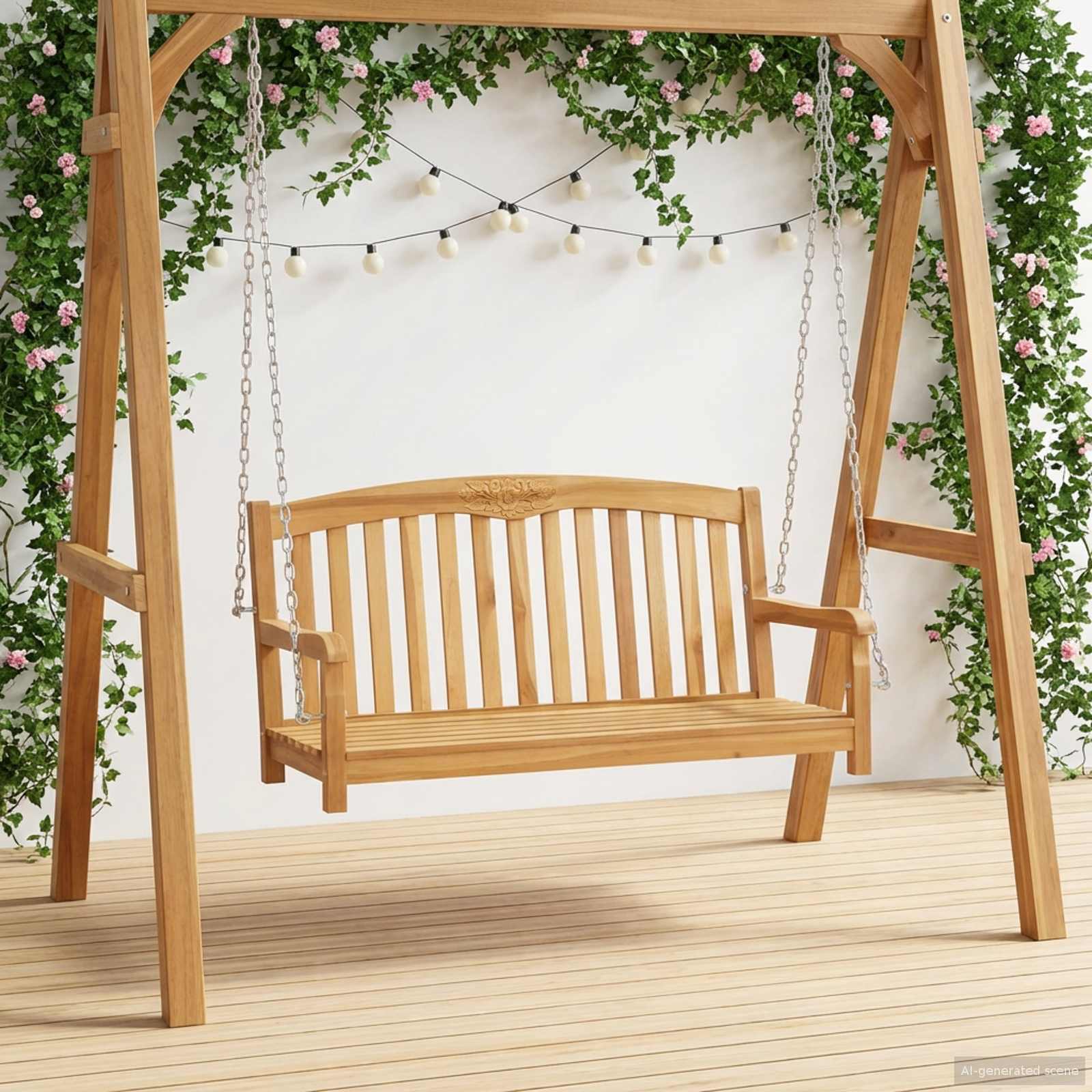 Banco Columpio Natural 114 x 60 x 60,5 cm Madera de teca maciza