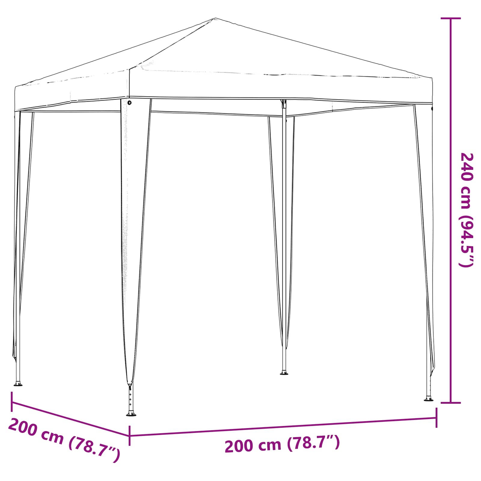 Carpa de Fiesta 200 x 200 x 240 cm Gris Claro PE y acero