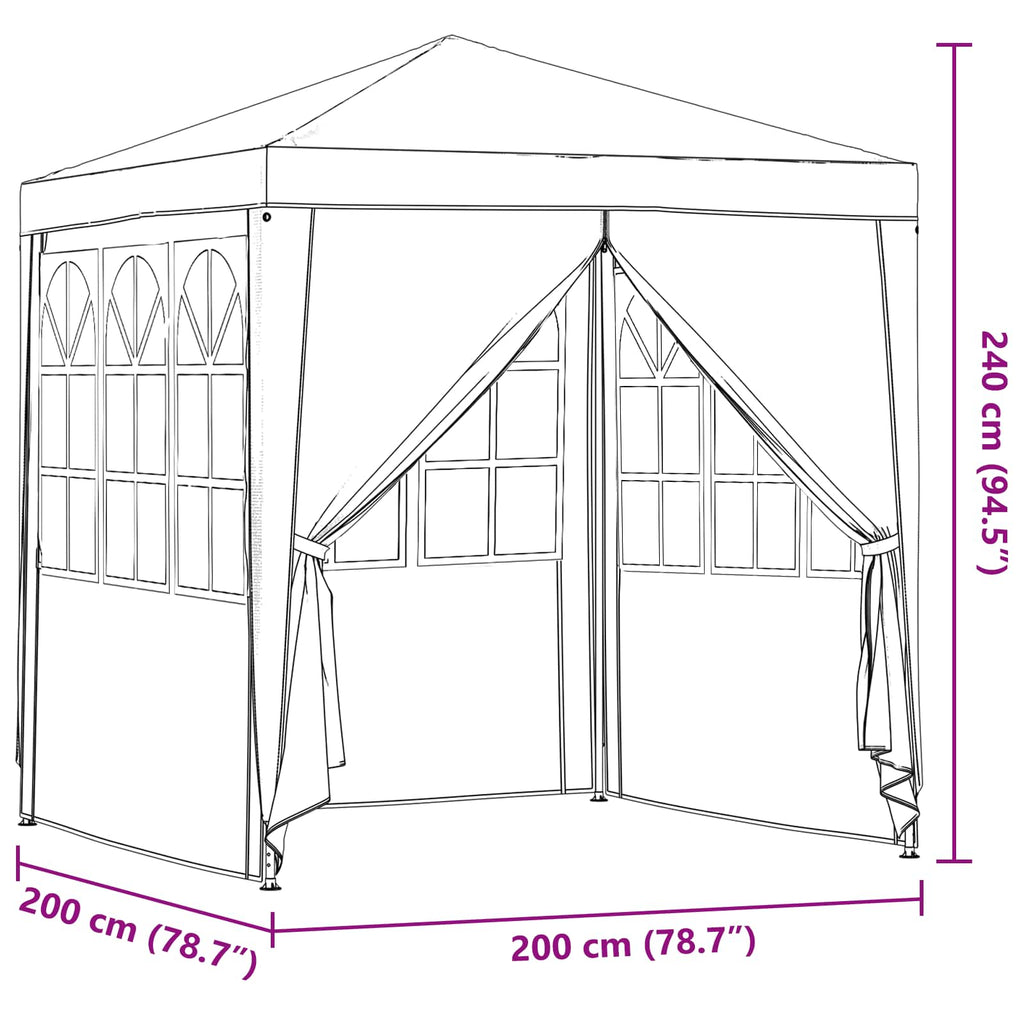 Carpa de Fiesta Gris Claro 200 x 200 x 240 cm PE y acero