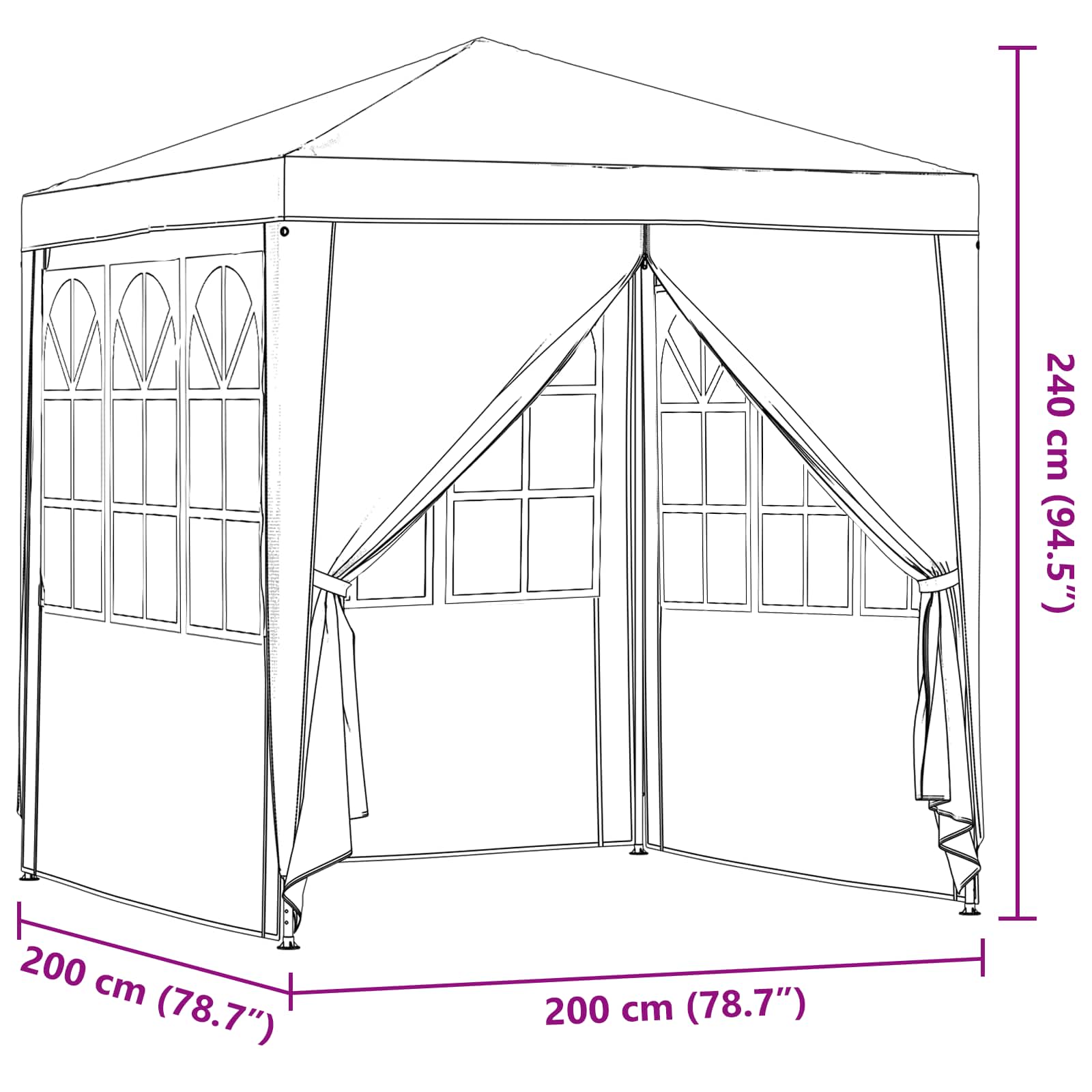 Carpa de Fiesta Gris Claro 200 x 200 x 240 cm PE y acero