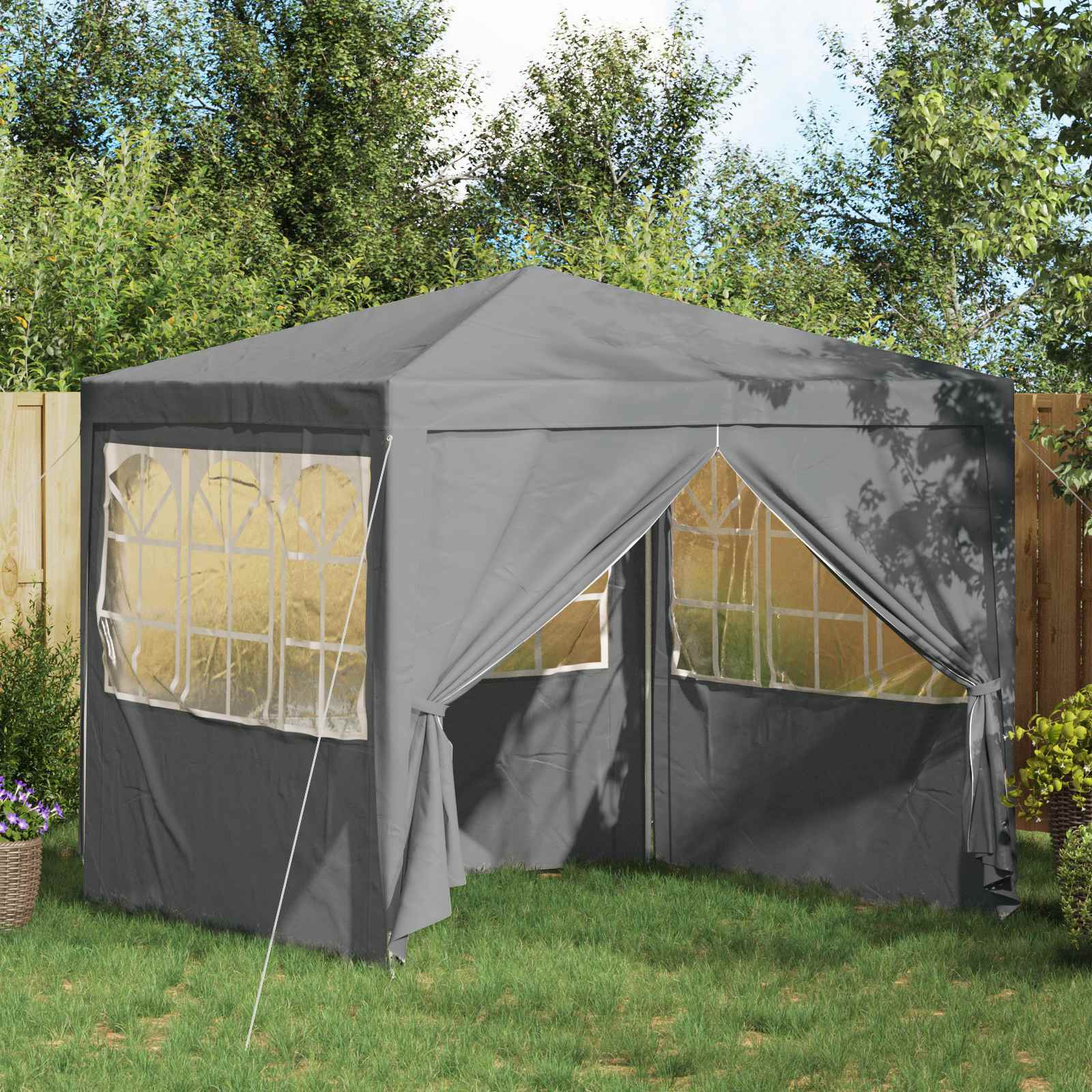 Carpa de Fiesta Gris Claro 200 x 200 x 240 cm PE y acero