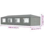 Carpa de Fiesta 1200 x 300 x 255 cm Gris Claro PE y acero
