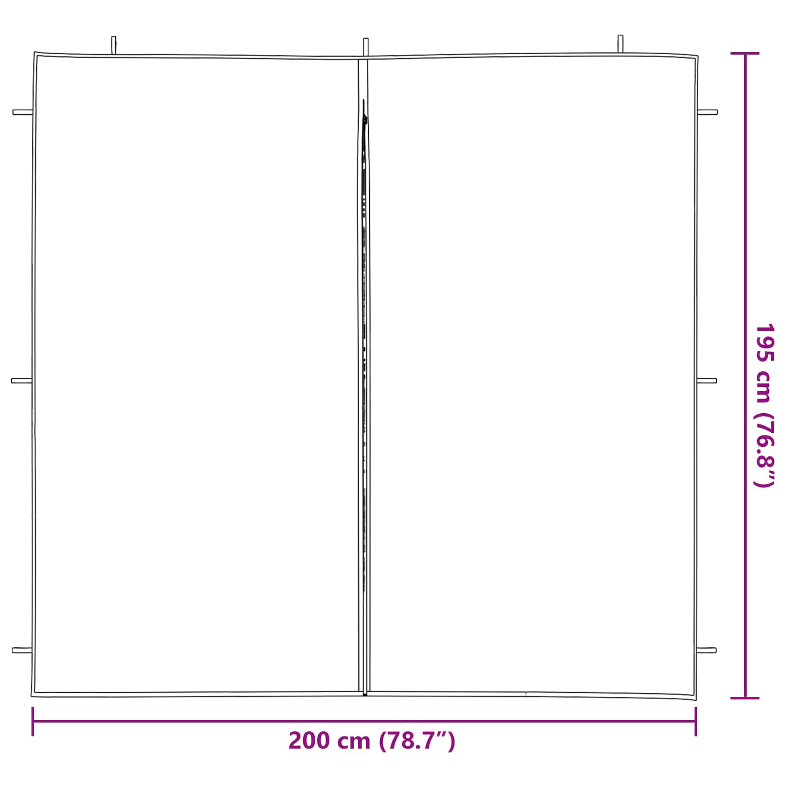 Panel lateral de tienda para fiestas 2 pcs 200 x 195 cm