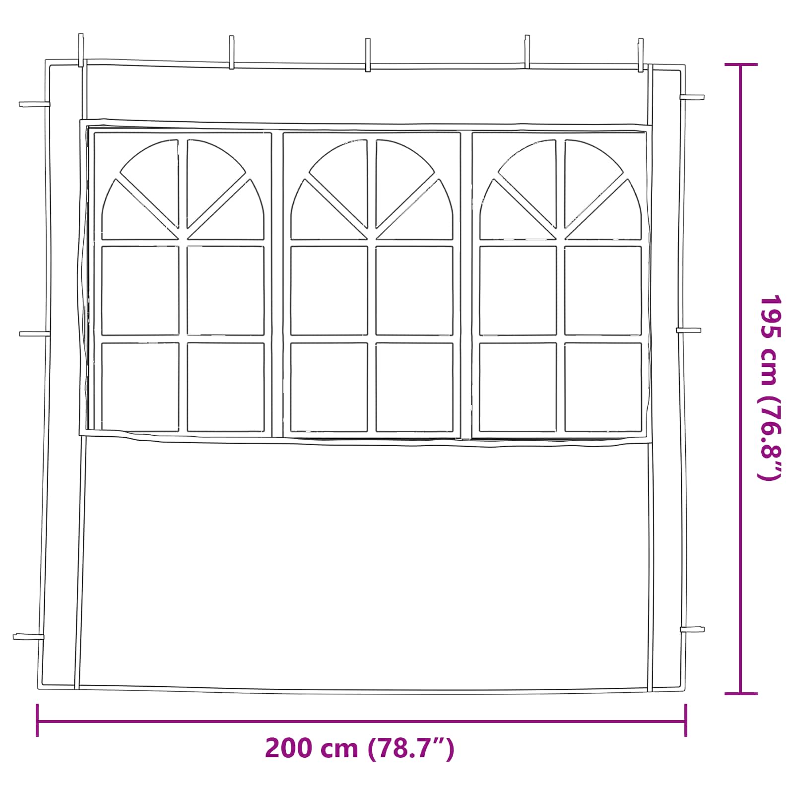 Panel lateral de tienda para fiestas 2 pcs 200 x 195 cm