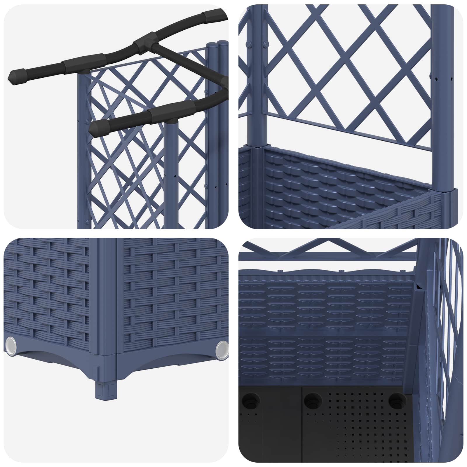 Raised bed with trellis and roof Grey 122 x 40 x 141 cm PP