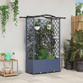 Raised bed with trellis and roof Grey 122 x 40 x 141 cm PP