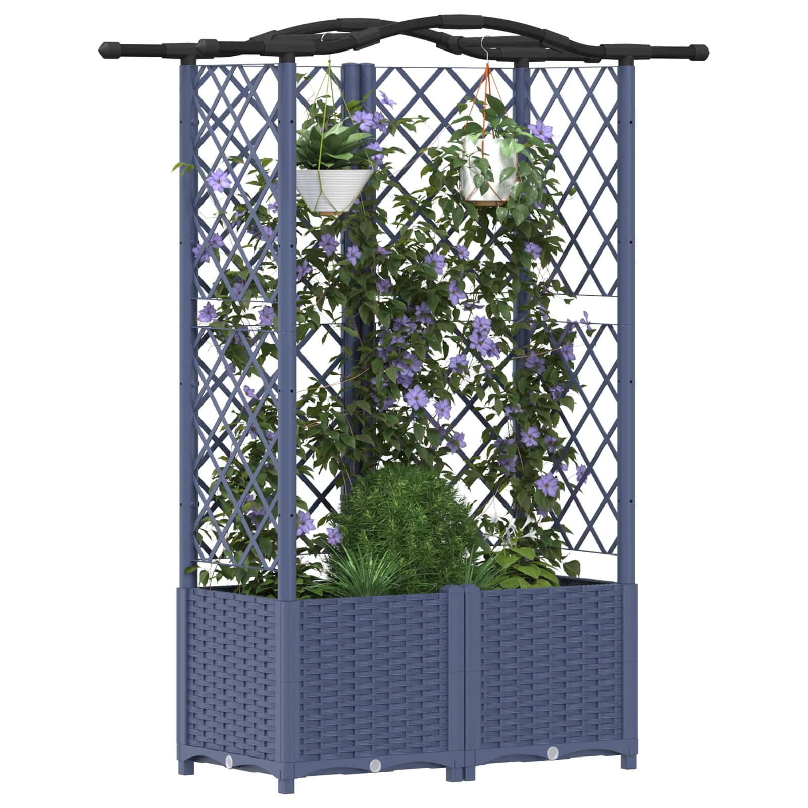 Raised bed with trellis and roof Grey 122 x 40 x 141 cm PP