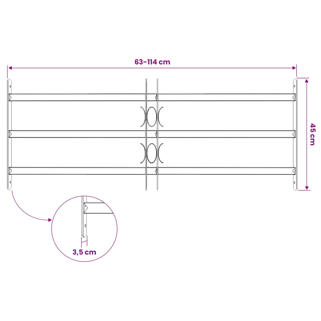Reja de Seguridad para Ventanas con 3 Barandas 3 pcs