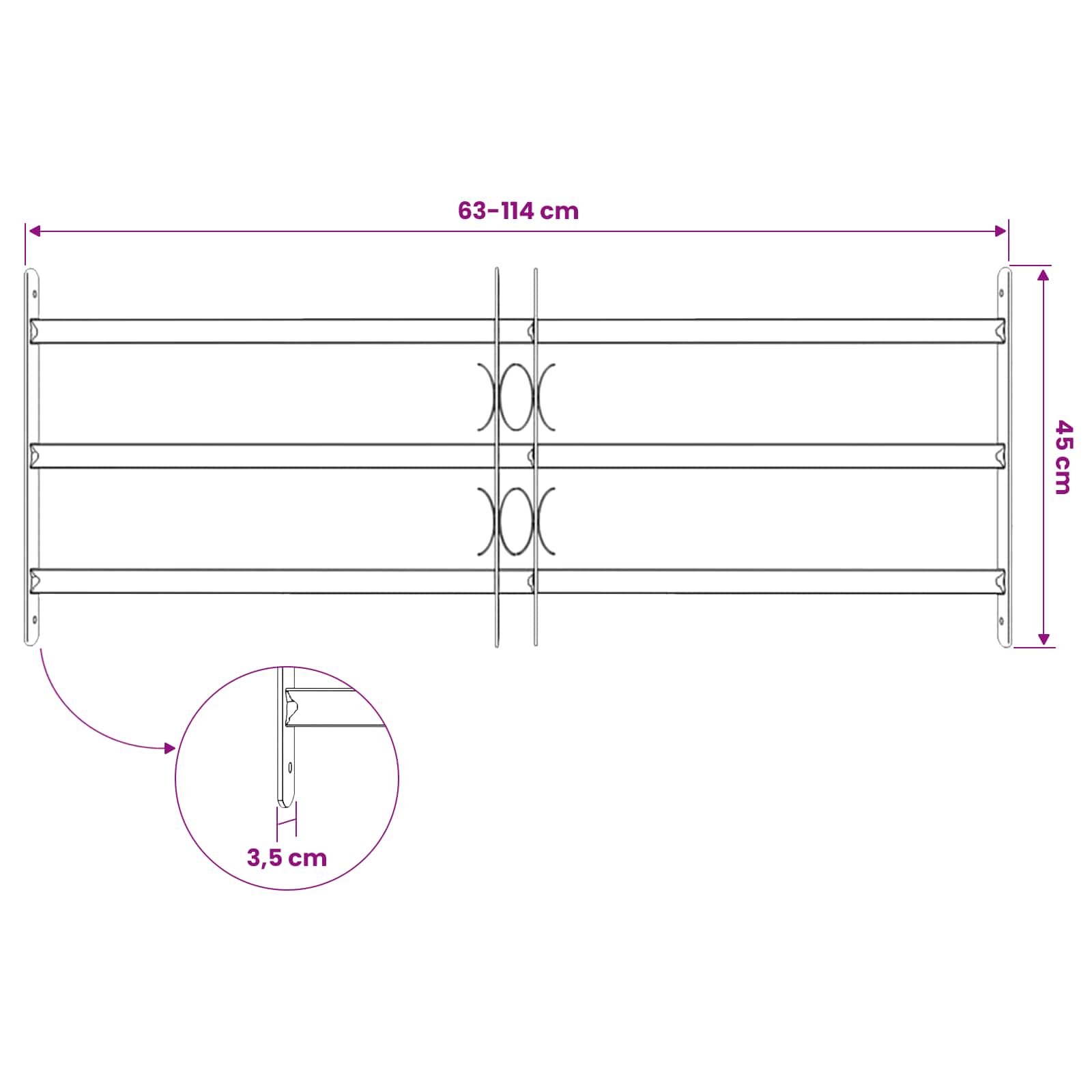 Reja de Seguridad para Ventanas con 3 Barandas 3 pcs