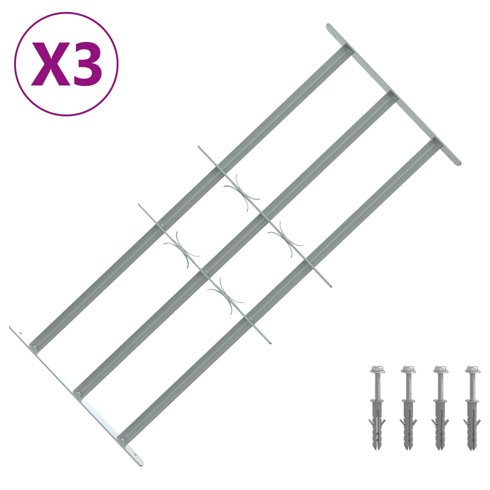 Reja de Seguridad para Ventanas con 3 Barandas 3 pcs