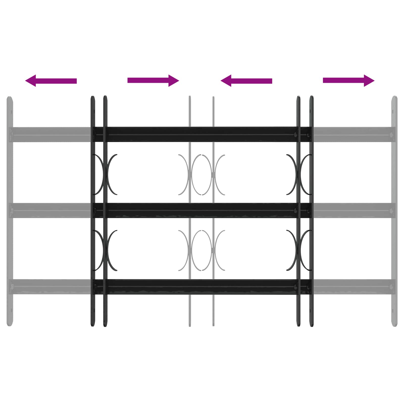 Reja de Seguridad para Ventanas con 3 Barandas 3 pcs 43-74 cm