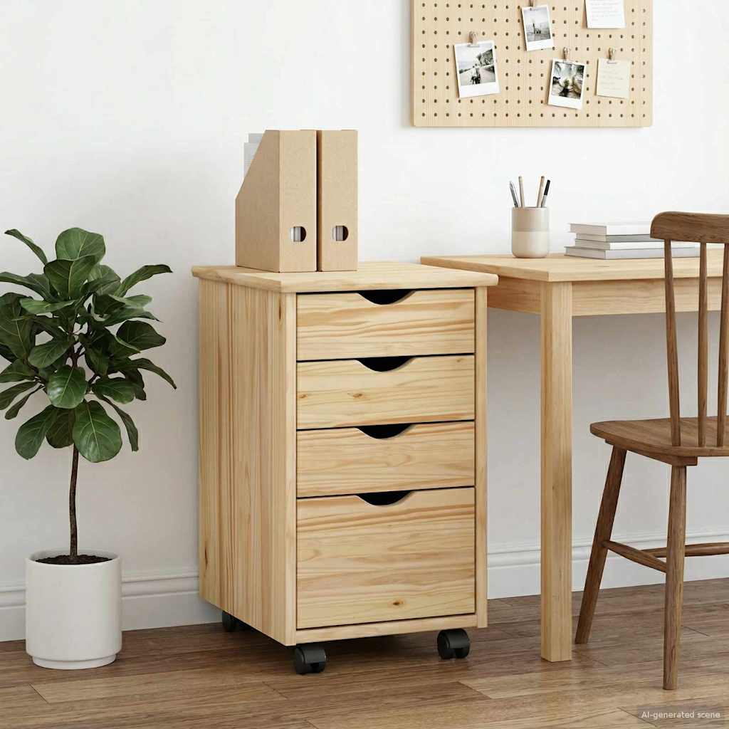 Rolling cabinet with 34 x 39 x 56 cm Solid pine wheel