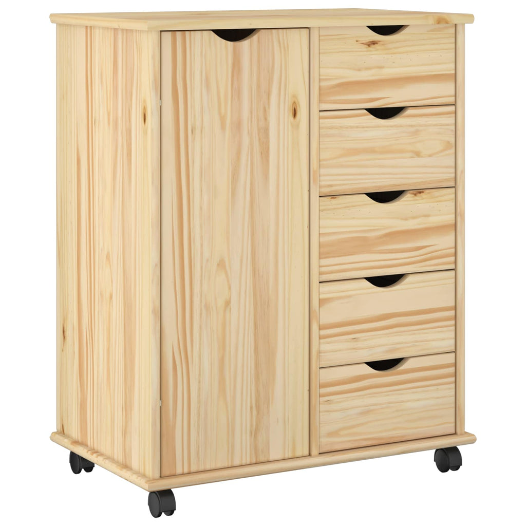 Gabinete rodante Marrón 63,5 x 39 x 79 cm Madera de Pino Macizo