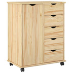 Gabinete rodante Marrón 63,5 x 39 x 79 cm Madera de Pino Macizo
