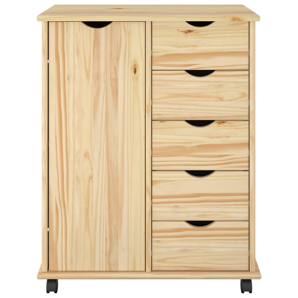 Gabinete rodante Marrón 63,5 x 39 x 79 cm Madera de Pino Macizo