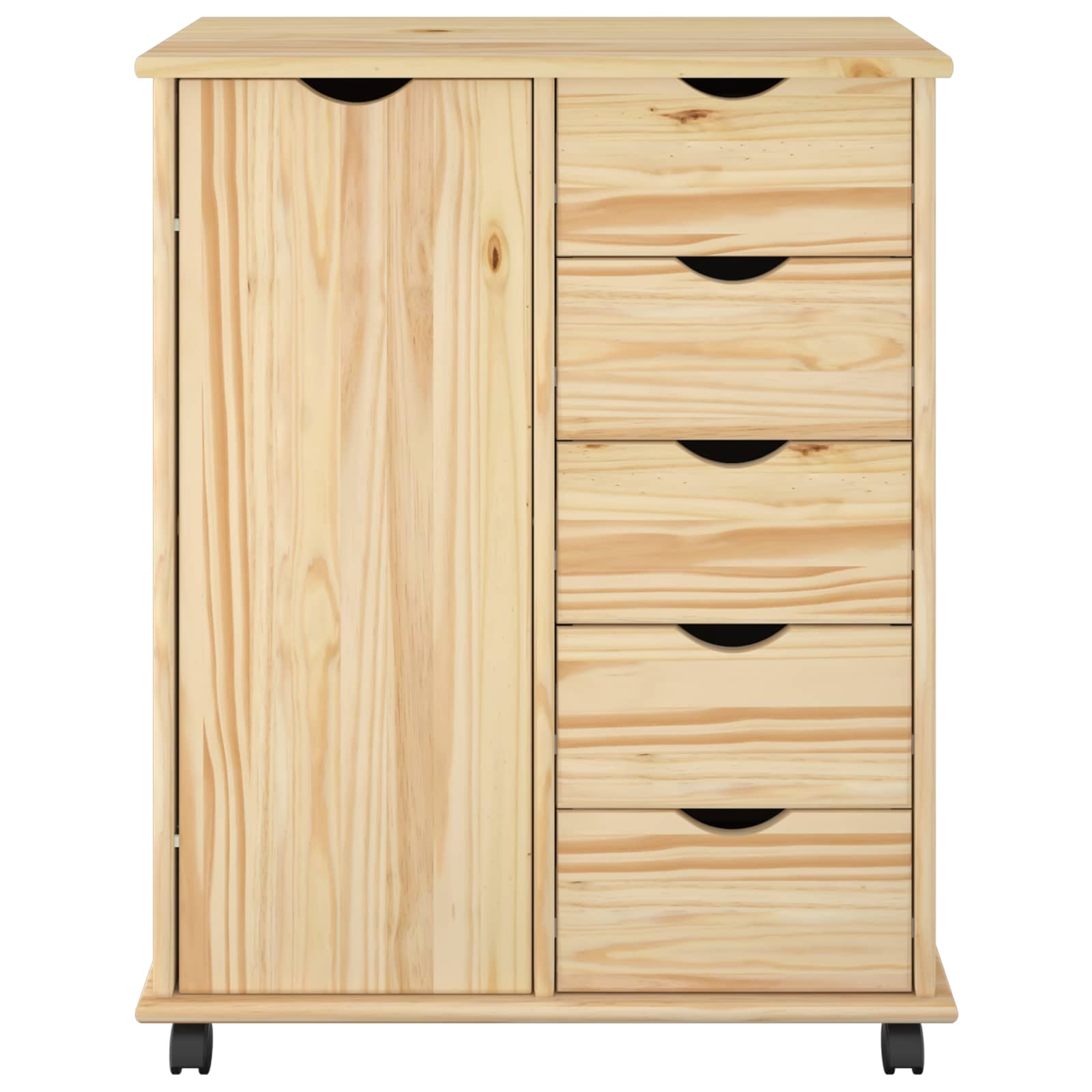 Gabinete rodante Marrón 63,5 x 39 x 79 cm Madera de Pino Macizo