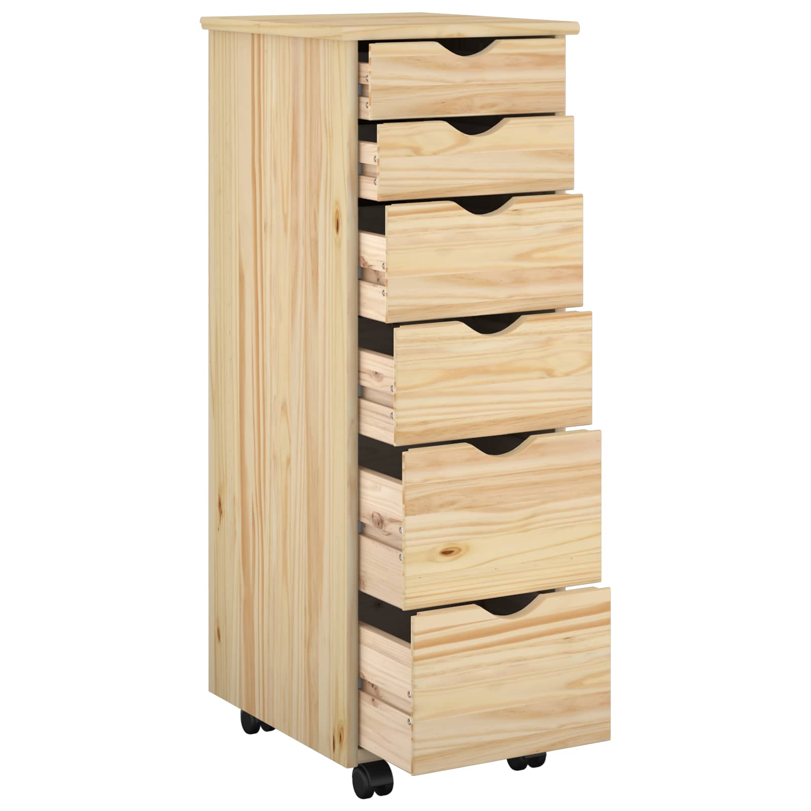 Gabinete rodante Marrón 34 x 39 x 93,5 cm Madera de Pino Macizo